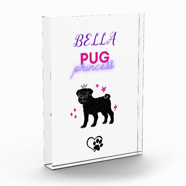 Pug Princess Pink and Purple Photo Block (Left)
