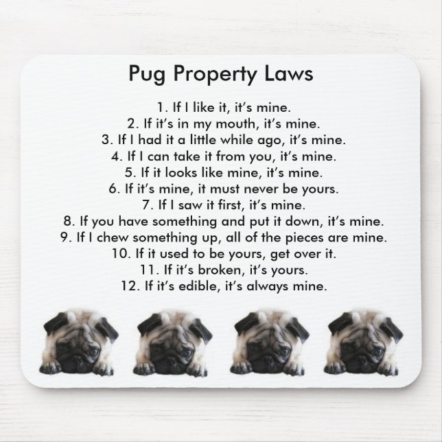 Pug Property Laws Mouse Mat (Front)