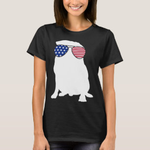 Pug Puggle Dog USA 4th of July American Pool Party T-Shirt