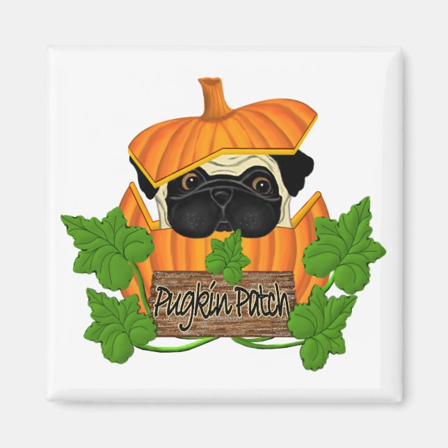 Pug Pumpkin Patch Magnet (Front)