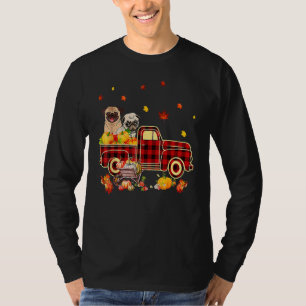 Pug Pumpkin Truck Fall Leaf Thanksgiving Halloween T-Shirt