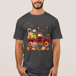 Pug Pumpkin Truck Fall Leaf Thanksgiving Halloween T-Shirt