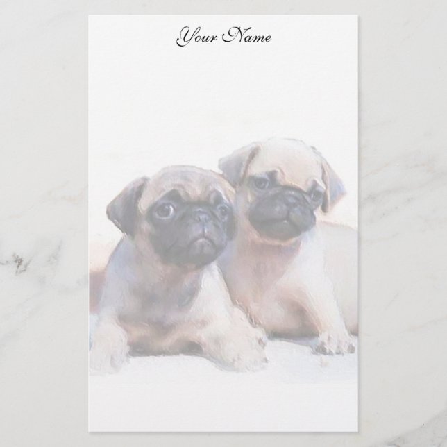 Pug puppies stationary stationery (Front)
