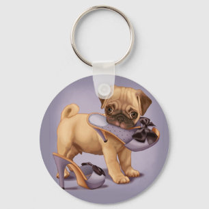 Pug Puppy and Shoe Key Ring