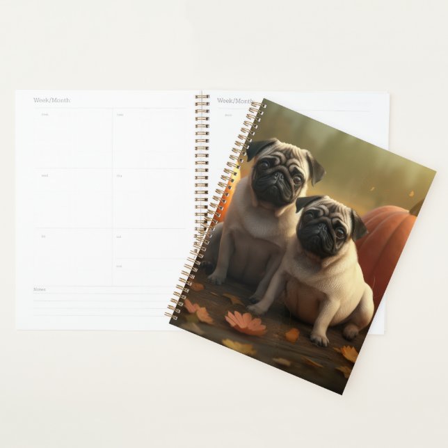 Pug Puppy Autumn Delight Pumpkin Planner (Display)