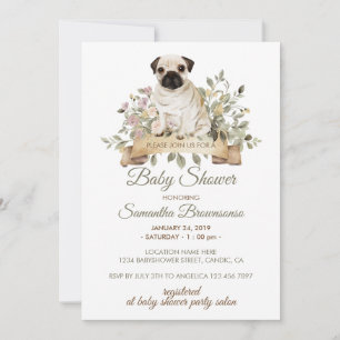 Pug Puppy Baby Shower Invitation