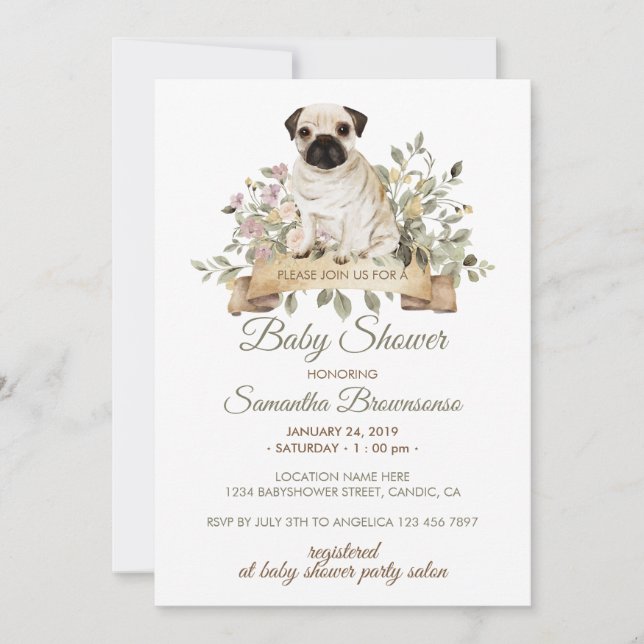 Pug Puppy Baby Shower Invitation (Front)