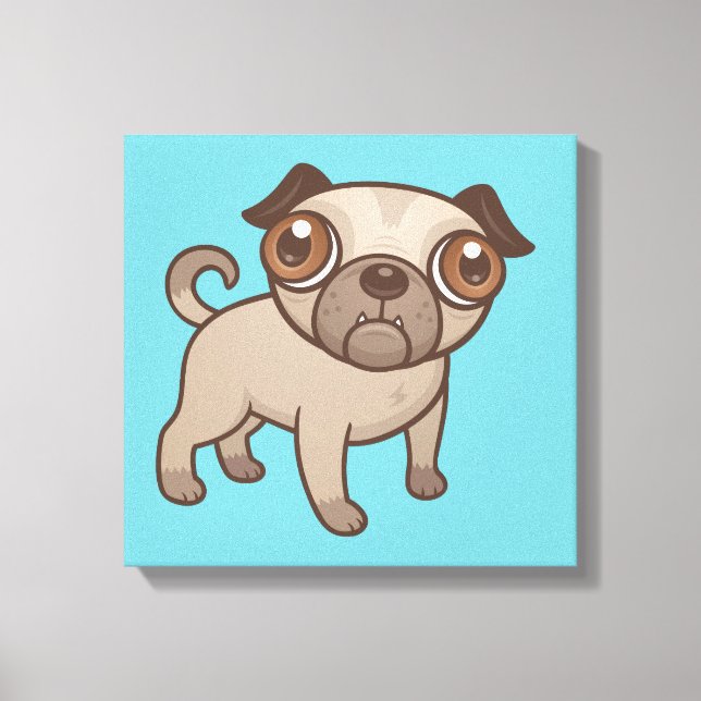 Pug Puppy Cartoon Canvas Print (Front)
