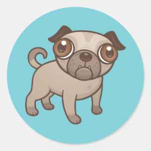 Pug Puppy Cartoon Classic Round Sticker