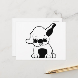 pug puppy cartoon postcard