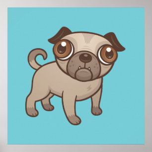 Pug Puppy Cartoon Poster