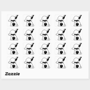 pug puppy cartoon square sticker