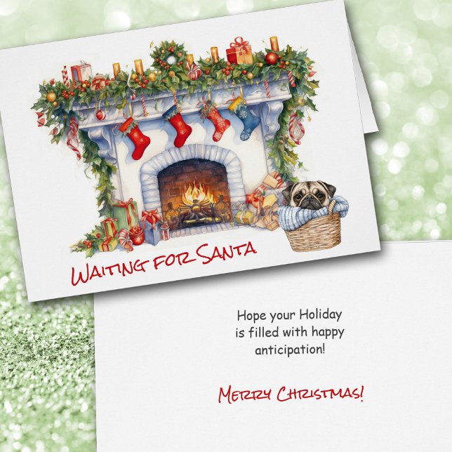 Pug Puppy Christmas Fireplace Wait for Santa (Creator Uploaded)
