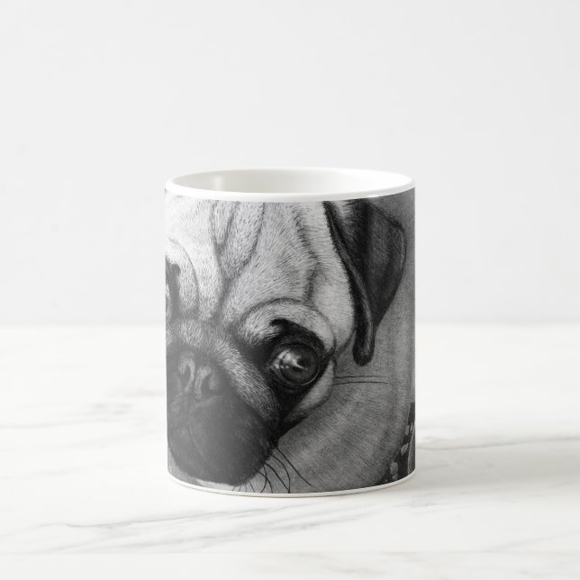 Pug Puppy Dog Art Coffee Mug (Center)