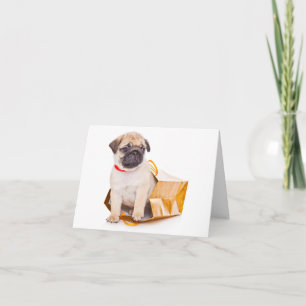 Pug Puppy Dog Blank Greeting Note Card