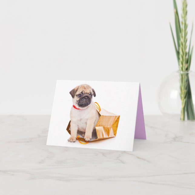 Pug Puppy Dog Blank Greeting Note Card (Front)