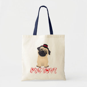 Pug Puppy Dog Cartoon Canvas Tote Bag
