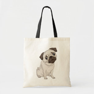 Pug Puppy Dog Cartoon Canvas Tote Bag