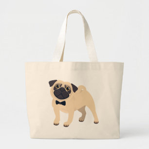 Pug Puppy Dog Cartoon Canvas Tote Bag