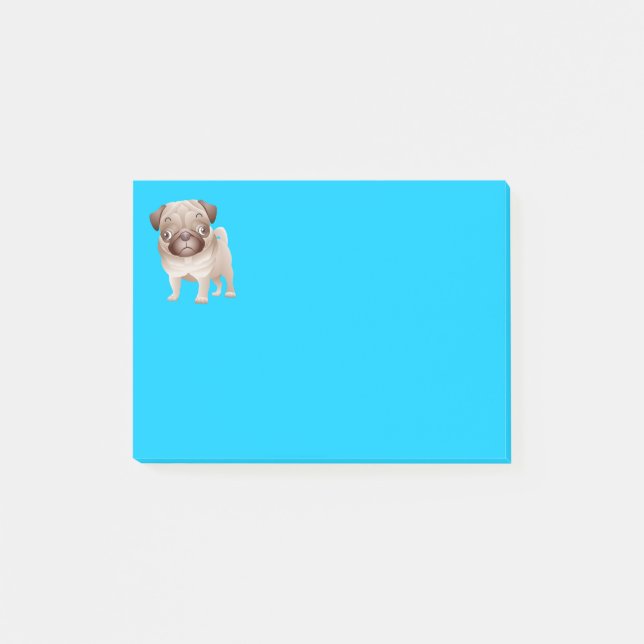 Pug Puppy Dog Cartoon Graphic Blue Notes (Front)