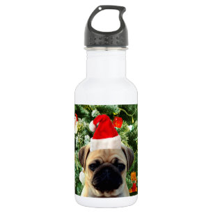 Pug Puppy Dog Christmas Tree Ornaments Snowman 532 Ml Water Bottle