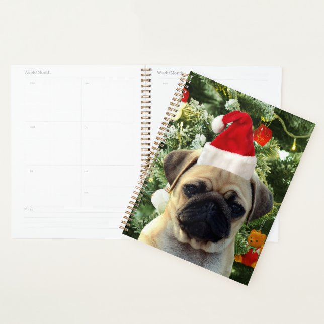 Pug Puppy Dog Christmas Tree Ornaments Snowman Planner (Display)