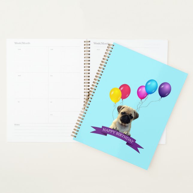 Pug Puppy Dog Happy Birthday Gift Bag Planner (Display)