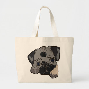 PUG PUPPY DOG LARGE TOTE BAG