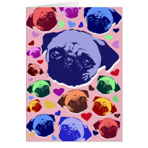 Pug Puppy Dog Love Hearts Pattern