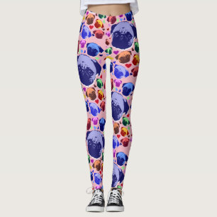 Pug Puppy Dog Love Hearts Pattern Leggings