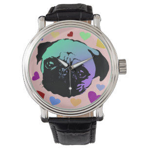 Pug Puppy Dog Love Hearts Watch