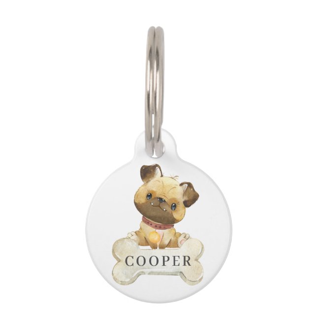 Pug Puppy Dog Pet Tag (Front)