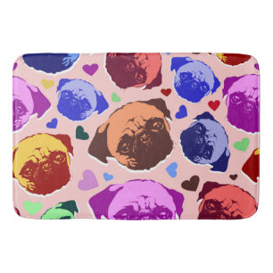 Pug Puppy Dog PopArt Retro Style Bath Mat