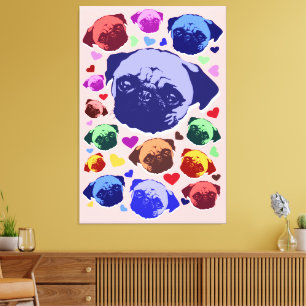 Pug Puppy Dog PopArt Retro Style Canvas Print