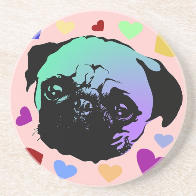 Pug Puppy Dog PopArt Retro Style Coaster (Front)