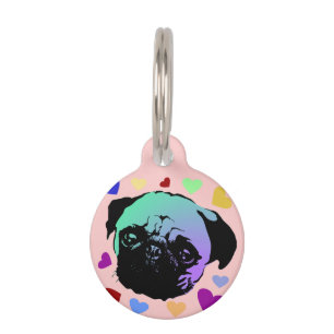 Pug Puppy Dog PopArt Retro Style Pet Tag