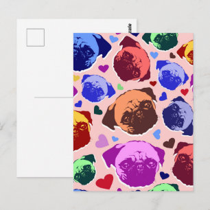 Pug Puppy Dog PopArt Retro Style Postcard