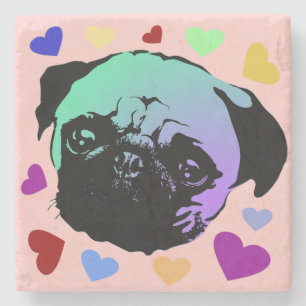 Pug Puppy Dog PopArt Retro Style Stone Coaster
