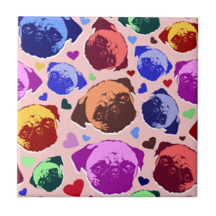 Pug Puppy Dog PopArt Retro Style Tile