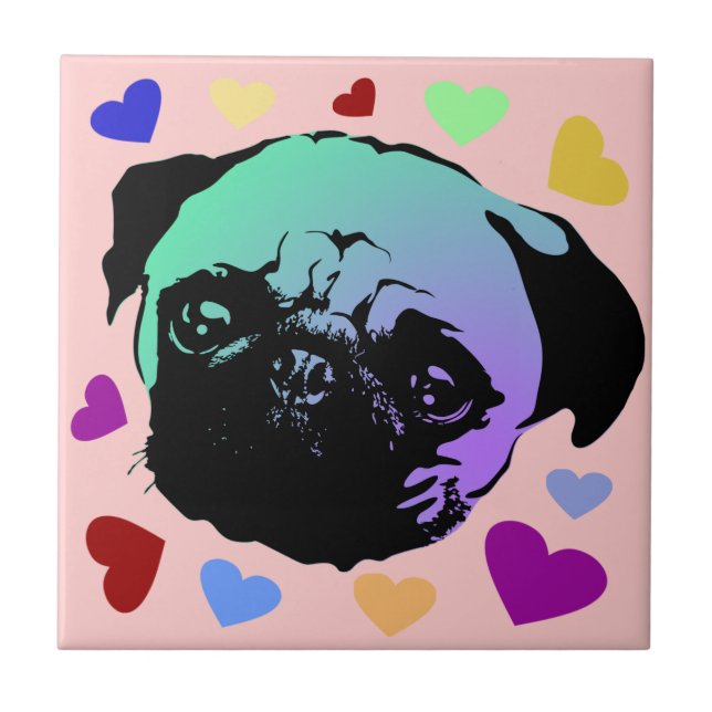 Pug Puppy Dog PopArt Retro Style Tile (Front)