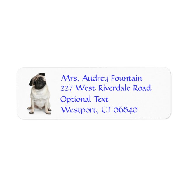 Pug Puppy Dog Return Address Name Label (Front)