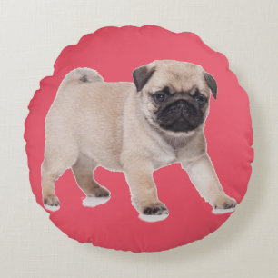 Pug Puppy Dog Round Throw Cushion