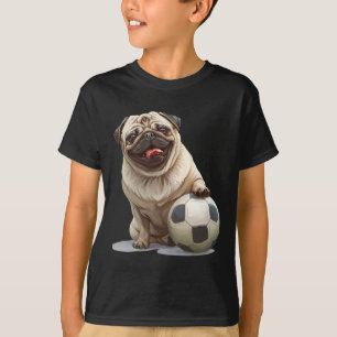 Pug Puppy Dog Soccer Byll Sports Team Animal Men W T-Shirt