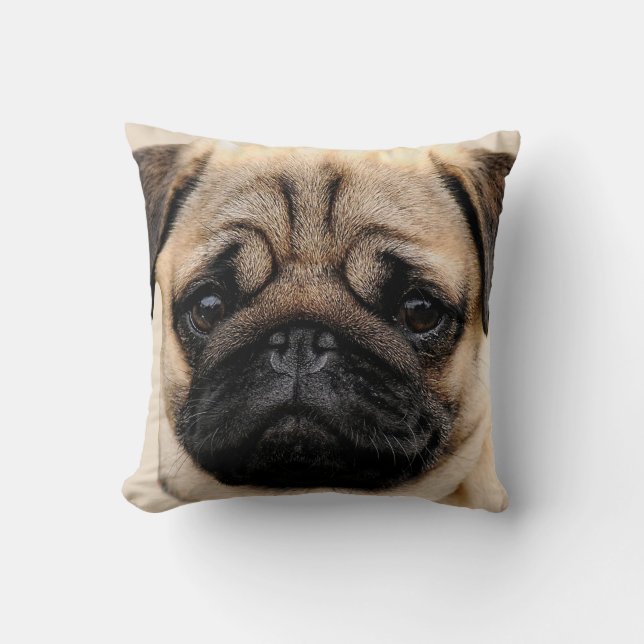 Pug Puppy Dog Square Throw Cushion (Front)