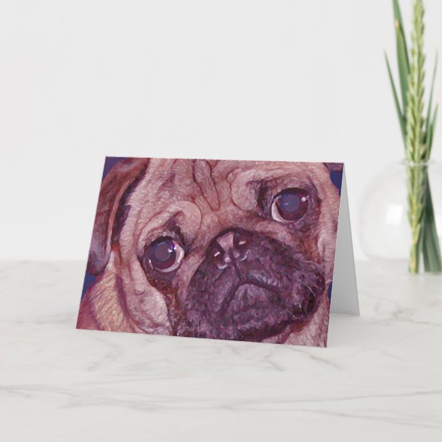 Pug Puppy Face Greeting Card (Front)