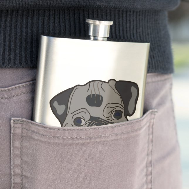 PUG PUPPY HIP FLASK (In Situ)