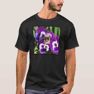 Pug puppy in pansies T-Shirt