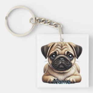 Pug Puppy Key Ring
