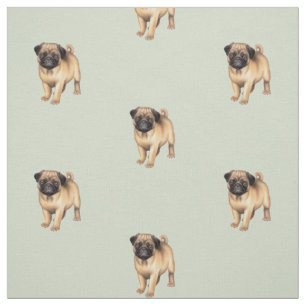 Pug Puppy Love Brushed Cotton Fabric