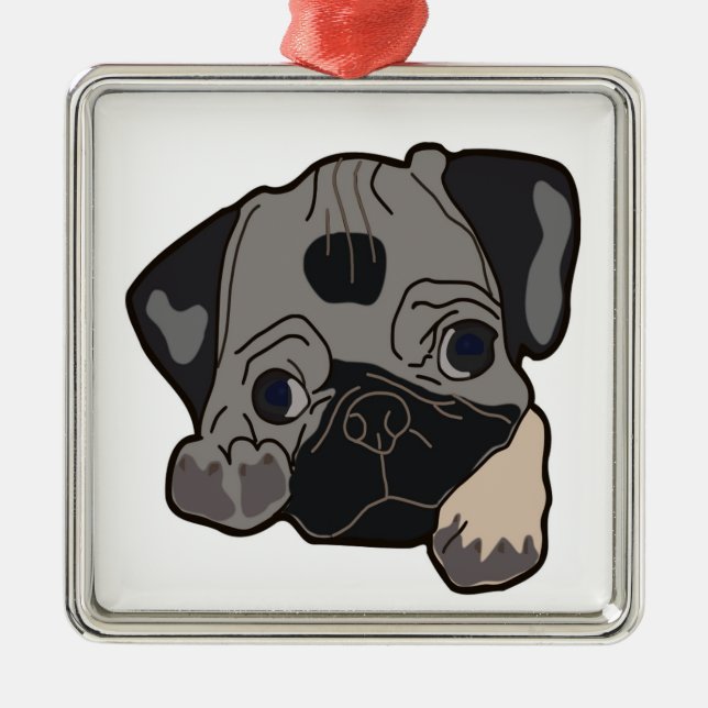 PUG PUPPY METAL TREE DECORATION (Front)